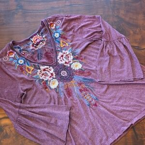 Johnny Was🌸 Mauve 🌸Floral Embroidered  Shirt🌸